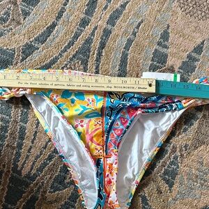 La Blanca Turquoise, Pink and White Print Bikini Bottoms